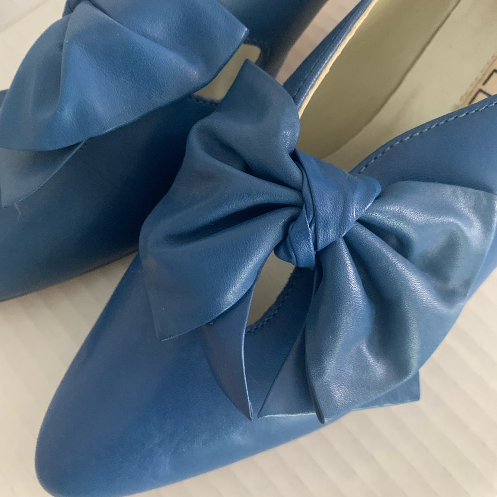 Nicole women’s blue leather pumps shoes with bow size 6.5 - Picture 6 of 8
